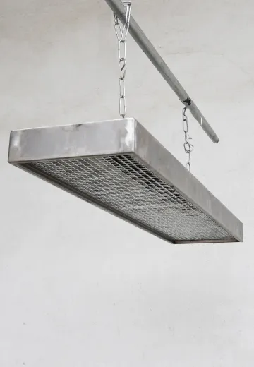 4' Rusted Steel Distressed Industrial Two Bulb Hanging Fluorescent (Available as Hanging or Flush Mount)