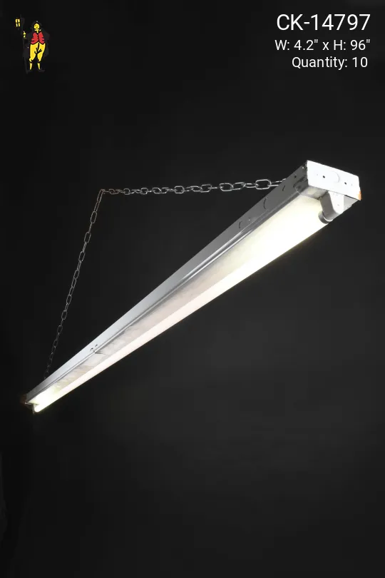 8' White Single Bulb Strip Fluorescent Fixture (Available as Flush Mount or Hanging)
