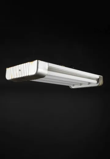 28" Four Exposed Bulb Mid Century Fluorescent
