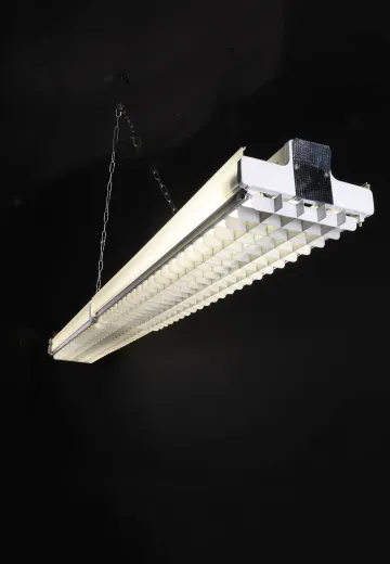 8' Metal Louvered Four Bulb T8 Fluorescents (Available as Hanging or Flush Mount)