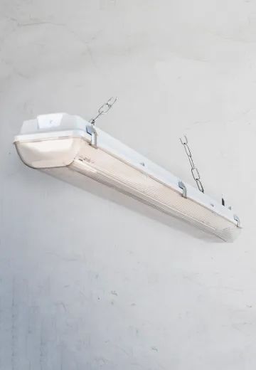 4' White Vapor Proof Fluorescent w/Prismatic Lens (Available as Hanging or Flushmount)