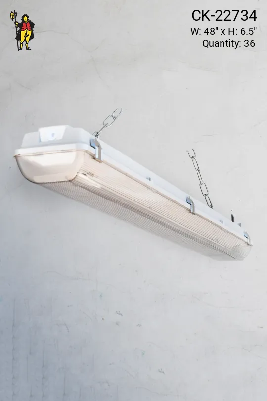 4' White Vapor Proof Fluorescent w/Prismatic Lens (Available as Hanging or Flushmount)