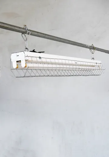 4' Two Bulb Strip Fluorescent w/Wire Cage (Available as Hanging or Flush Mount)