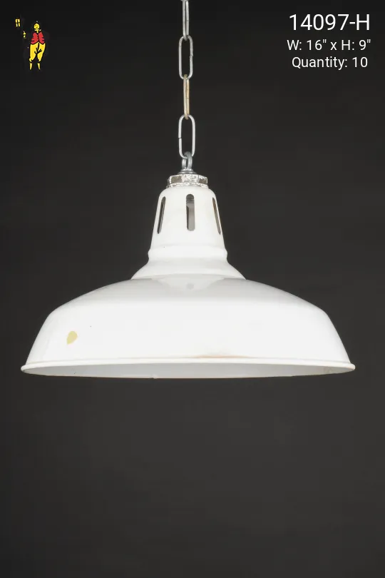 16" White Porcelain Enamel Hanging RLM