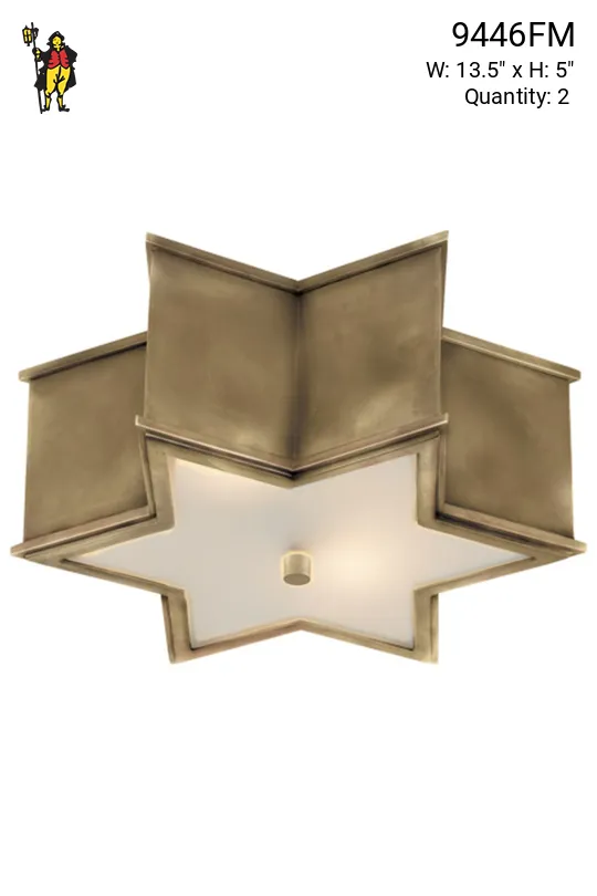 Brass Star Flush Mount Fixture