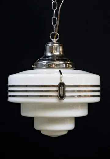 Art Deco Step Glass Hanging Schoolhouse Globe