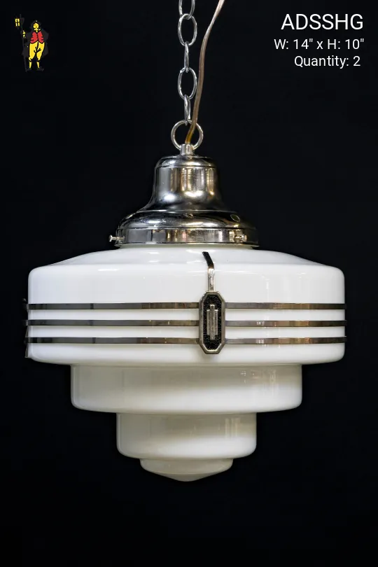 Art Deco Step Glass Hanging Schoolhouse Globe