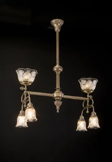 Polish Brass & Glass Combo Chandelier