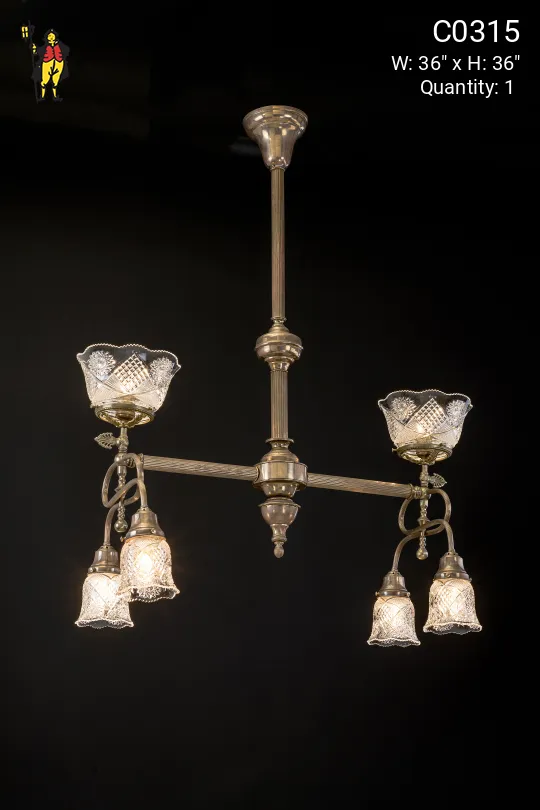 Polish Brass & Glass Combo Chandelier