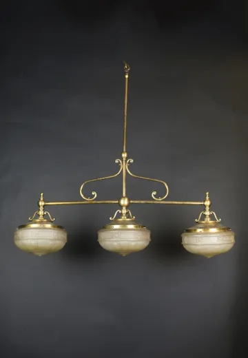 Three Light Brass Chandelier