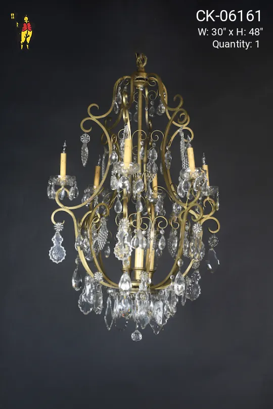 Victorian Style Crystal & Brass Chandelier