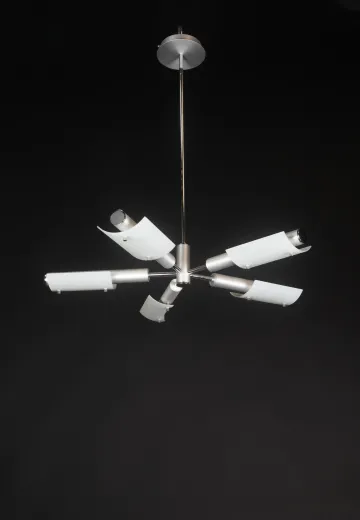 Contemporary Glass & Silver Chandelier