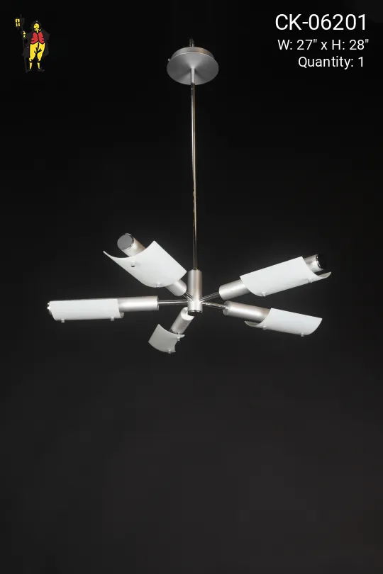 Contemporary Glass & Silver Chandelier