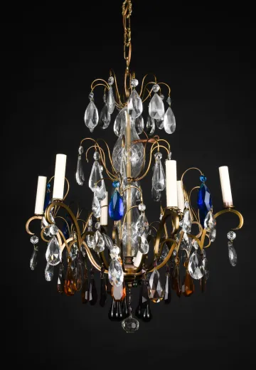 Multicolor Crystal Nine Light Chandelier