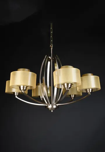 Modern Six Light Brass Chandelier