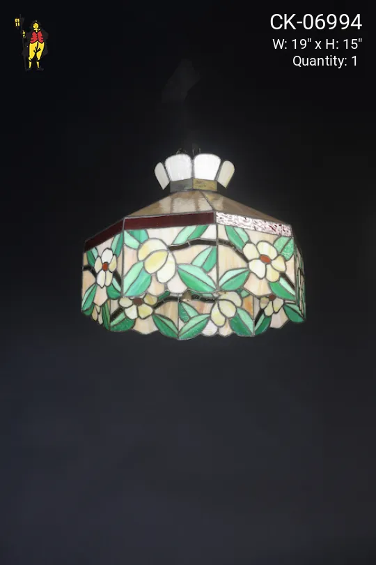 Green & Beiege Hanging Tiffany Glass Shade
