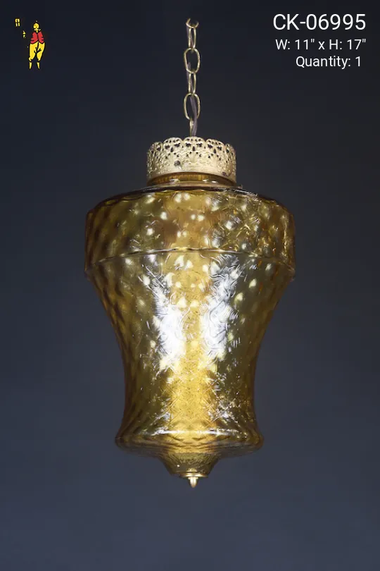 Amber Glass Hanging Acorn Pendant