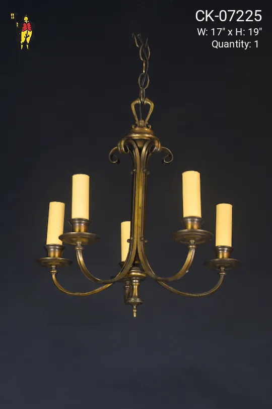 Five Candle Brass Chandelier