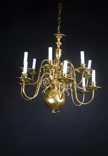 Traditional Brass Twelve Light Chandelier