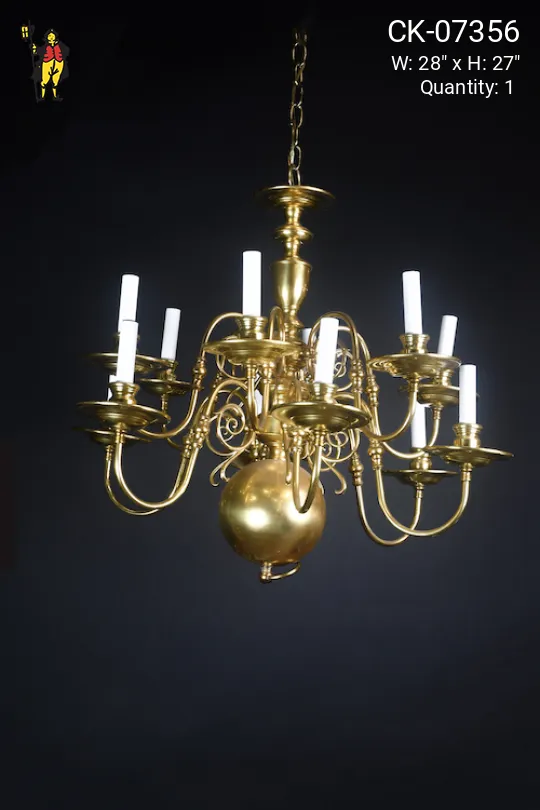 Traditional Brass Twelve Light Chandelier