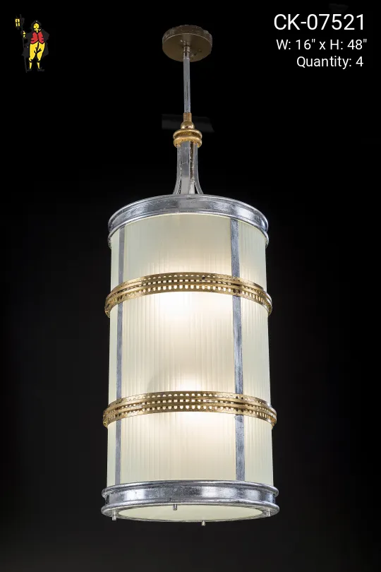 Art Deco Lantern w/Frosted Glass Panels