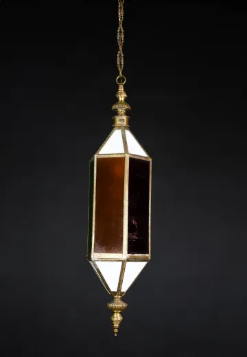 Deco Red & White Glass Hanging Lantern