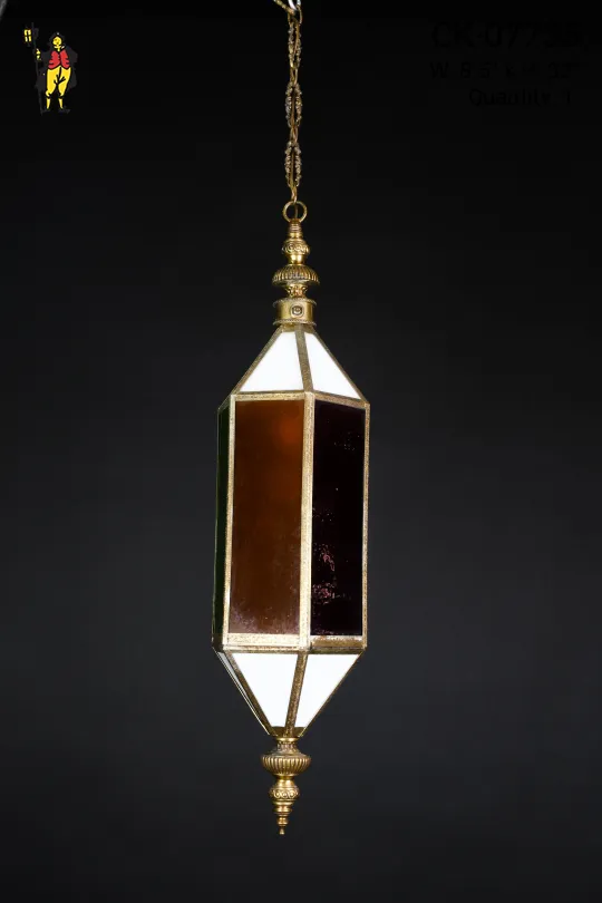 Deco Red & White Glass Hanging Lantern