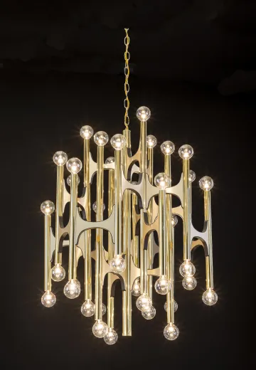 Brass Sputnik Style Chandelier