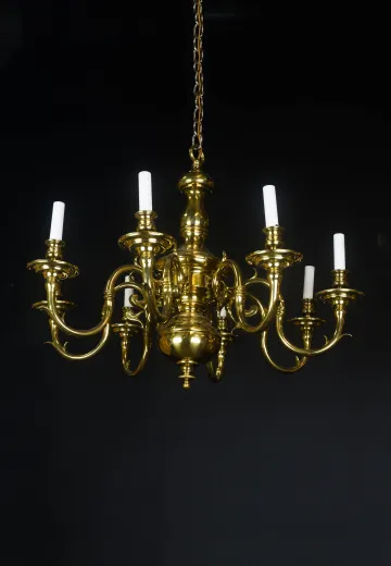 Eight Light Victorian Brass Chandelier