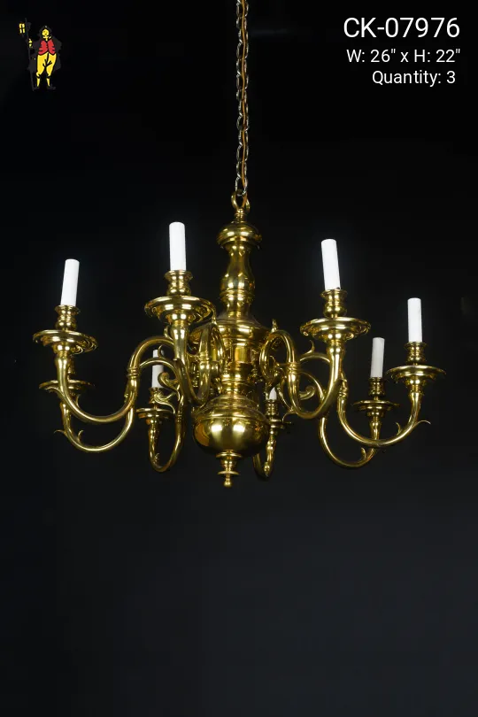 Eight Light Victorian Brass Chandelier
