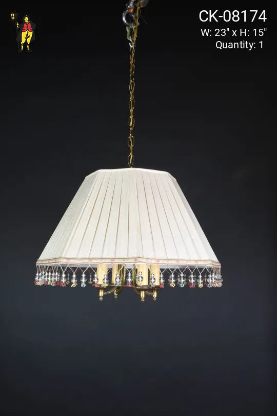 Four Candle Fringe Fabric Shade Hanging Fixture