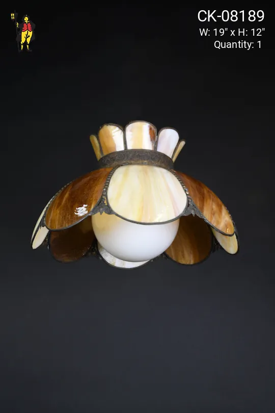 Hanging Brow & Beige Tiffany Glass Pendant