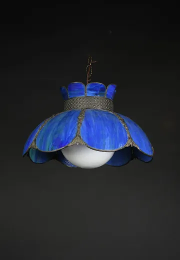 Hanging Dark Blue Tiffany Glass Pendant