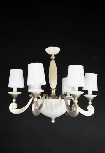 Six Light Alabaster Chandelier