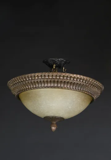 Flush Mount Glass & Bronze Bowl Fixture