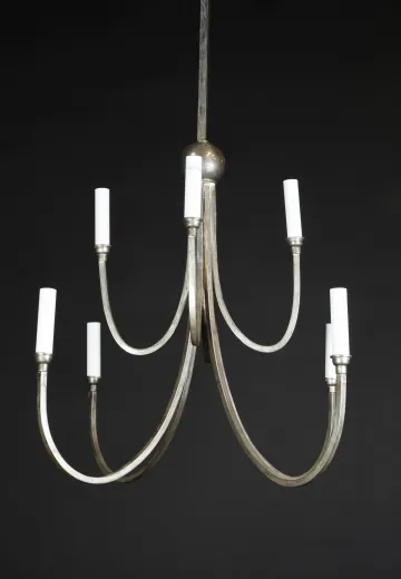 Eight Light Modern Nickel Chandelier