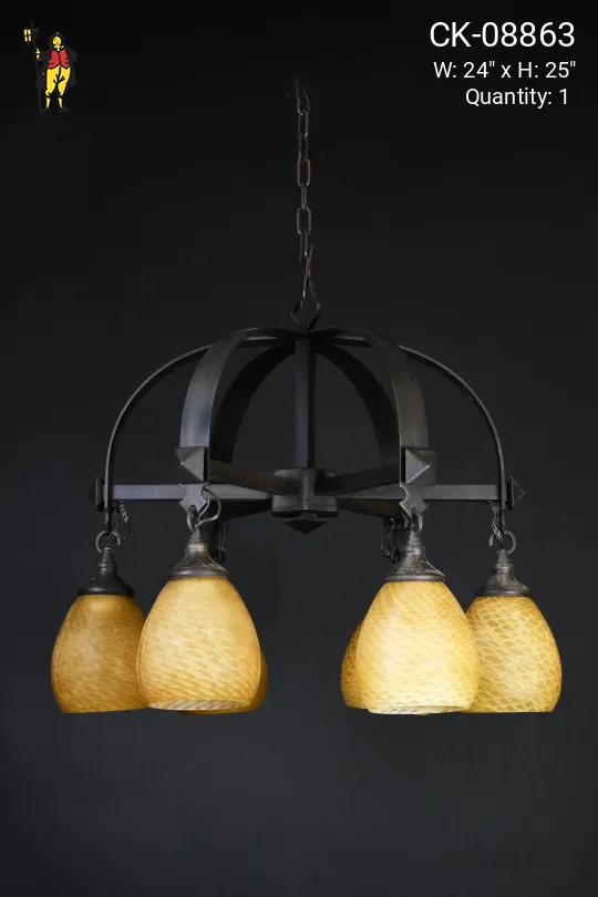 Gothic Chandelier w/Glass Shades