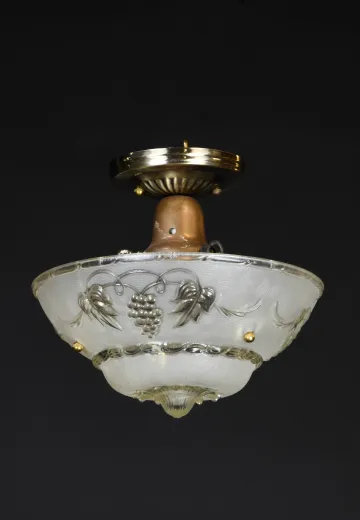 Flush Mount Etched Glass Bowl Fixture