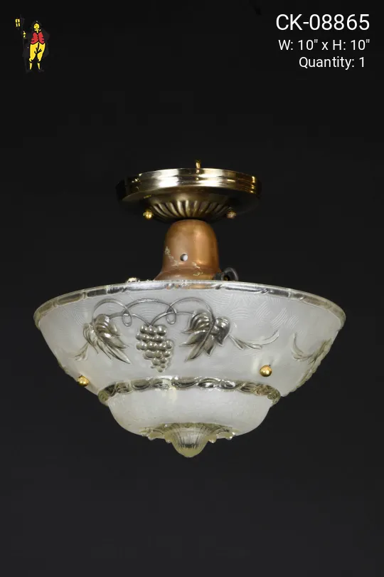 Flush Mount Etched Glass Bowl Fixture