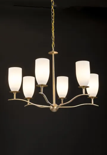Mid-Century Pendant w/Milk Glass Shades