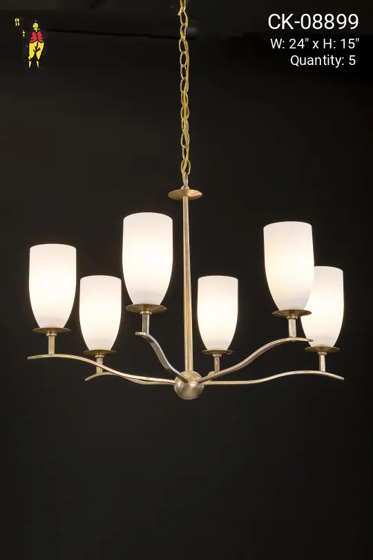 Mid-Century Pendant w/Milk Glass Shades