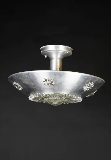 Nickel & Glass Decorative Flush Mount Fixture
