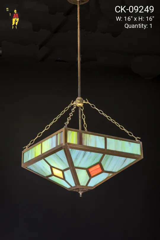 Multicolor Square Bowl Art Glass Pendant