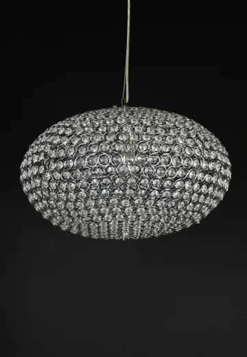 Oval Crystal & Chrome Hanging Pendant