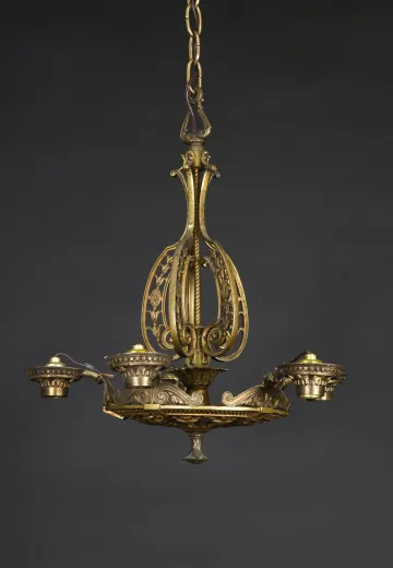 Five Light Deco Chandelier (Exposed Bulbs)