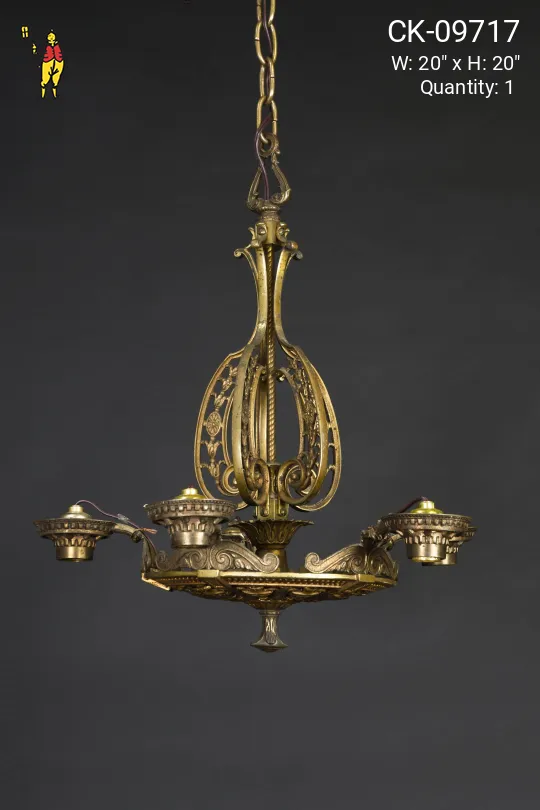 Five Light Deco Chandelier (Exposed Bulbs)