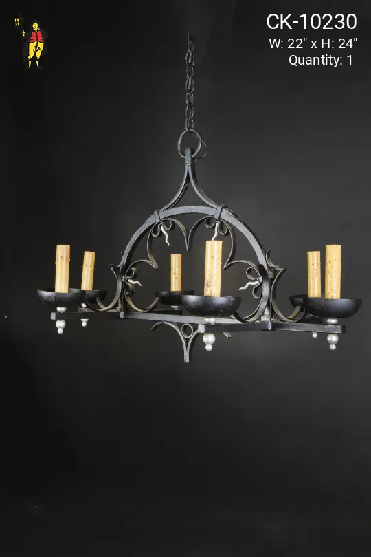 Gothic Six Candle Iron Chandelier