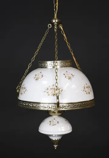 Floral Glass Faux-Gas Hanging Fixture
