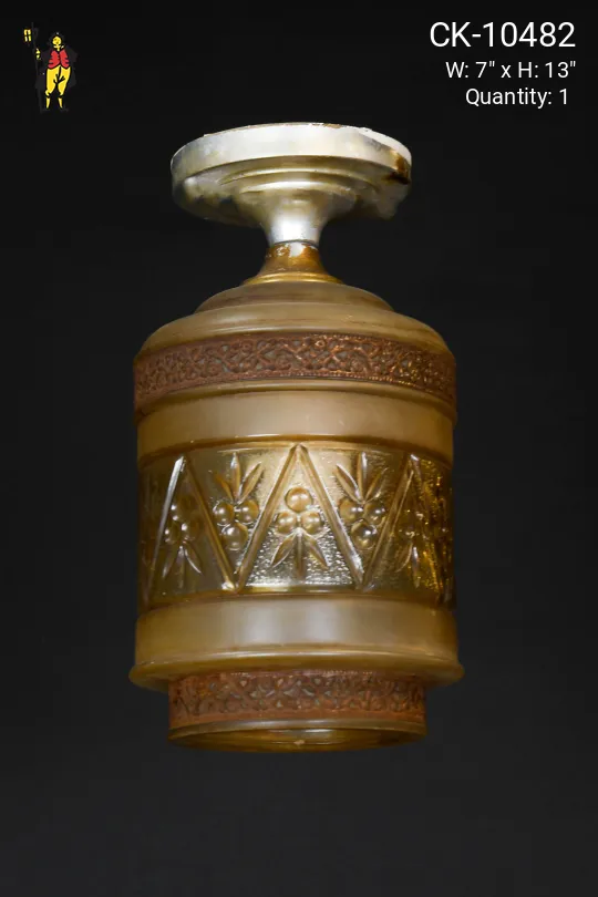 Amber Glass Cylinder Flush Mount Fixture