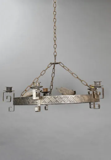 Non-Electrified Bronze Deco Chandelier